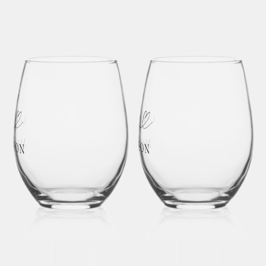 Mr & Mrs Custom Wedding Modern Wijnglas Zonder Voet (Links)