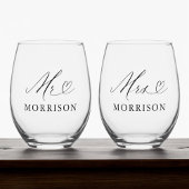Mr & Mrs Custom Wedding Modern Wijnglas Zonder Voet
