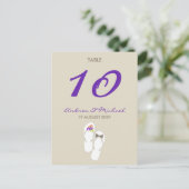 Mr & Mrs Daisies Teenslippers Trouwtafel nummer Briefkaart (Staand voorkant)