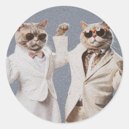Mr & Mrs Dancing Party Cats Stickers