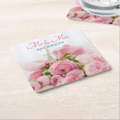 Mr & Mrs, DIY Achternaam, Datum & Foto Kartonnen Onderzetters (Schuin)