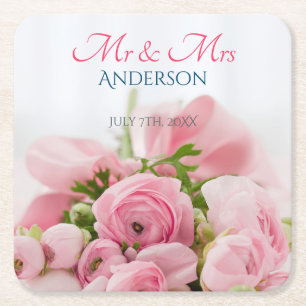 Mr & Mrs, DIY Achternaam, Datum & Foto Kartonnen Onderzetters