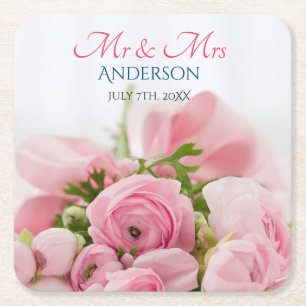 Mr & Mrs, DIY Achternaam, Datum & Foto Kartonnen Onderzetters