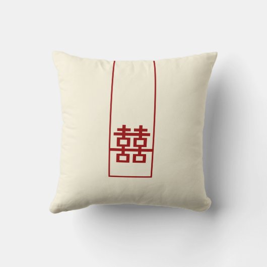 Mr. & Mrs. Double Happiness Chinese Wedding Kussen (Achterkant)