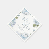 Mr & Mrs dusty blue waterverf floral bruiloft Servet (Hoek)