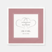 Mr. & Mrs Dusty Roos Elegant Wedding Chic Hearts Servet (Voorkant)