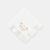 Mr & Mrs Eenvoudig Script Gouden Huwelijksservette Servet (Hoek)