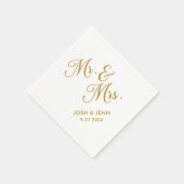 Mr & Mrs Eenvoudig Script Gouden Huwelijksservette Servet (Hoek)