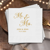 Mr & Mrs Eenvoudig Script Gouden Huwelijksservette