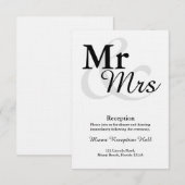 Mr&Mrs Eenvoudige Elegante Typografie Trouwrecepti Kaart (Voorkant / Achterkant)
