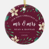 Mr. & Mrs. | Eerste kerstfoto met huwelijk Keramisch Ornament (Voorkant)