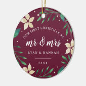 Mr. & Mrs. | Eerste kerstfoto met huwelijk Keramisch Ornament (Links)