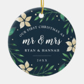 Mr. & Mrs. | Eerste kerstfoto met huwelijk Keramisch Ornament (Voorkant)