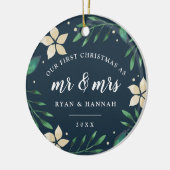 Mr. & Mrs. | Eerste kerstfoto met huwelijk Keramisch Ornament (Links)
