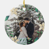 Mr. & Mrs. | Eerste kerstfoto met huwelijk Keramisch Ornament (Achterkant)