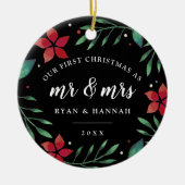 Mr. & Mrs. | Eerste kerstfoto met huwelijk Keramisch Ornament (Voorkant)