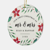 Mr. & Mrs. | Eerste kerstfoto met huwelijk Keramisch Ornament (Links)