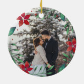 Mr. & Mrs. | Eerste kerstfoto met huwelijk Keramisch Ornament (Achterkant)