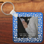Mr & Mrs Eerste Kerstmis Foto Bruiloft Sleutelhanger (Voorkant)