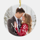 Mr & Mrs Eerste Kerstmis Getrouwd Foto Keramisch Ornament (Voorkant)