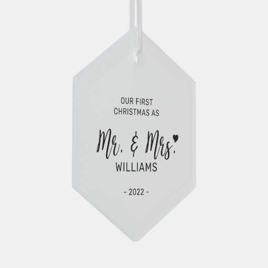 Mr. Mrs. Eerste Kerstmis. Glas Ornament (Voorkant Rechts)