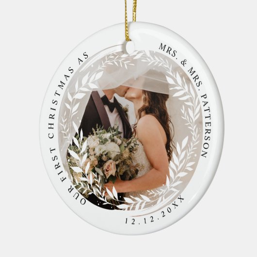 Mr. & Mrs. Eerste Kerstmis Keramisch Ornament (Links)