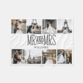 Mr. & Mrs Eight Photo Hand Lettered Custom Fleece Deken (Voorkant (Horizontaal))