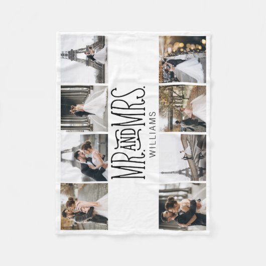 Mr. & Mrs Eight Photo Hand Lettered Custom Fleece Deken (Voorkant)