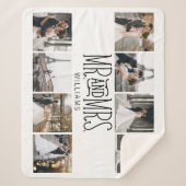 Mr. & Mrs Eight Photo Hand Lettered Custom Sherpa Deken (Voorkant)