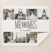 Mr. & Mrs Eight Photo Hand Lettered Custom Sherpa Deken (Voorkant (horizontaal))