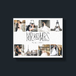 Mr. & Mrs Eight Photo Hand Lettered Monogram Canvas Afdruk<br><div class="desc">Dit is het perfecte ontwerp voor de nieuwigheden,  voeg gedenkwaardige foto's toe,  en verander gemakkelijk de naam.</div>