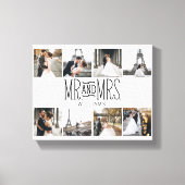 Mr. & Mrs Eight Photo Hand Lettered Monogram Canvas Afdruk (Voorkant)