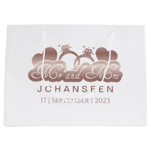 Mr & Mrs Elegant Classic Roos Goudfolie Passen get Groot Cadeauzakje (Voorkant)