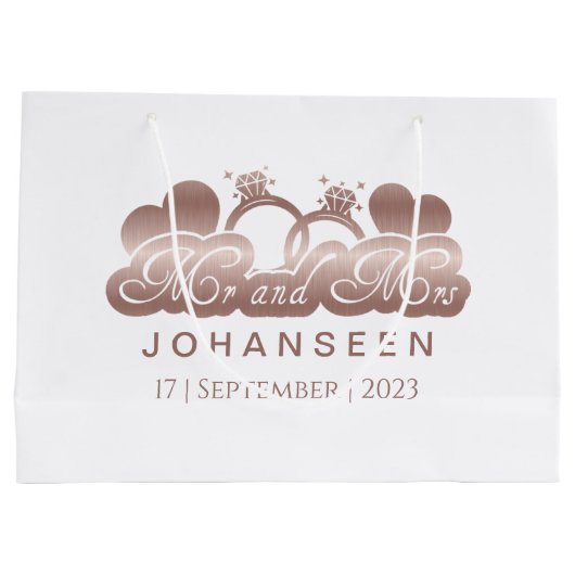 Mr & Mrs Elegant Classic Roos Goudfolie Passen get Groot Cadeauzakje (Achterkant)