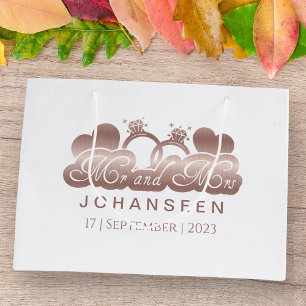 Mr & Mrs Elegant Classic Roos Goudfolie Passen get Groot Cadeauzakje