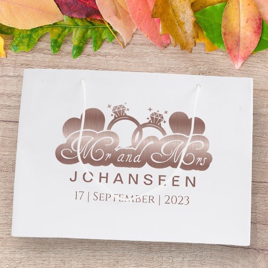 Mr & Mrs Elegant Classic Roos Goudfolie Passen get Groot Cadeauzakje