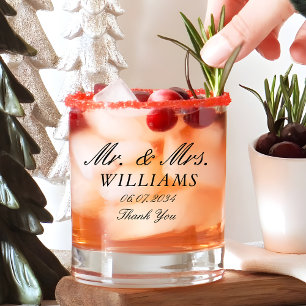 Mr. Mrs. Elegant Custom Wedding Dank u Whisky Glas
