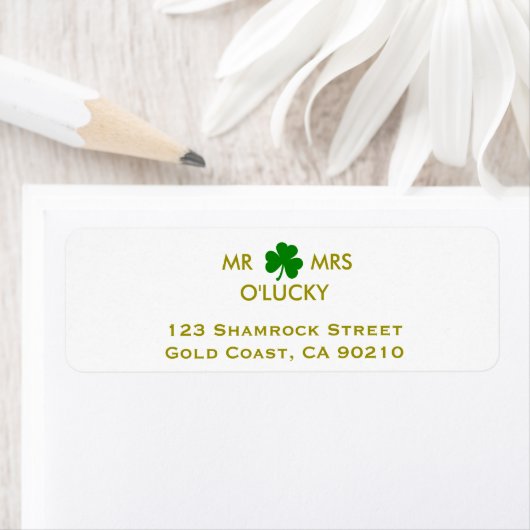 MR & MRS. Elegant Irish Shamrock Label Sjabloon (Insitu)