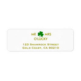 MR & MRS. Elegant Irish Shamrock Label Sjabloon