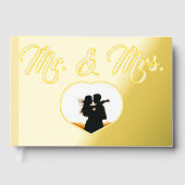 Mr Mrs Elegant Metallic Gold Photo Heart Wedding Gastenboek (Voorkant)