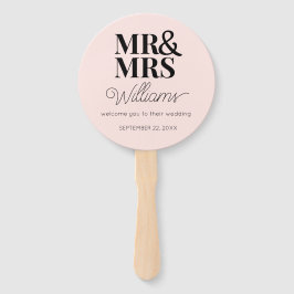 Mr & Mrs Elegant Modern Minimalistisch Huwelijkspr Handwaaier