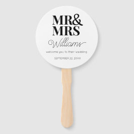 Mr & Mrs Elegant Modern Minimalistisch Huwelijkspr Handwaaier
