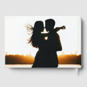 Mr & Mrs Elegant Moderne Foto Hart Trouwen Zwart Gastenboek (Achterkant)