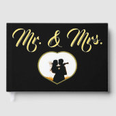 Mr & Mrs Elegant Moderne Foto Hart Trouwen Zwart Gastenboek (Voorkant)