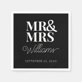 Mr. Mrs. Elegant repetitie Verloving Modern Weddin Servet