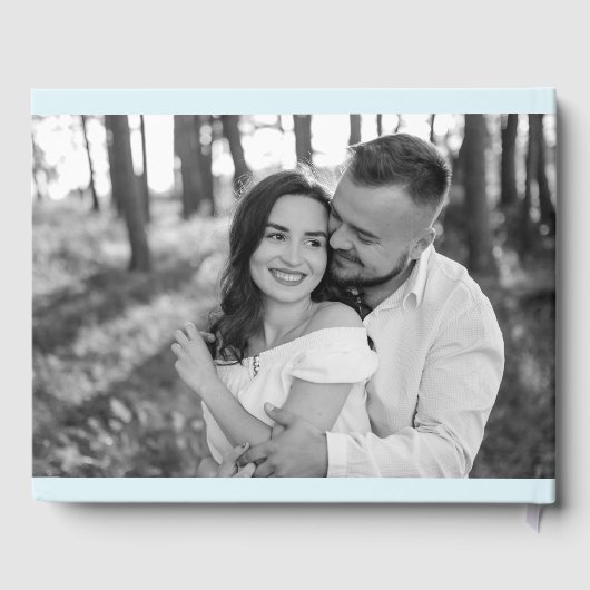 Mr & Mrs Elegant Script Lichtblauw Fotobruiloft Gastenboek (Achterkant)