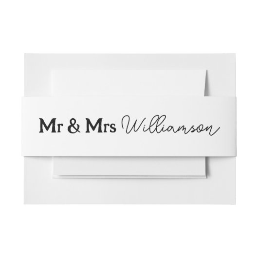 Mr & Mrs Elegant Script Uitnodiging Belly Band Uitnodigingen Wikkel (Voorkant Voorbeeld)