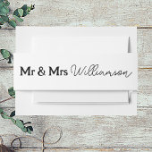 Mr & Mrs Elegant Script Uitnodiging Belly Band Uitnodigingen Wikkel