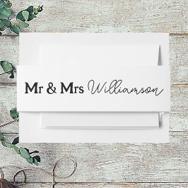 Mr & Mrs Elegant Script Uitnodiging Belly Band Uitnodigingen Wikkel
