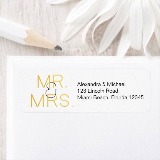 Mr & Mrs Elegant Typografie Bruiloft Etiket (Insitu)